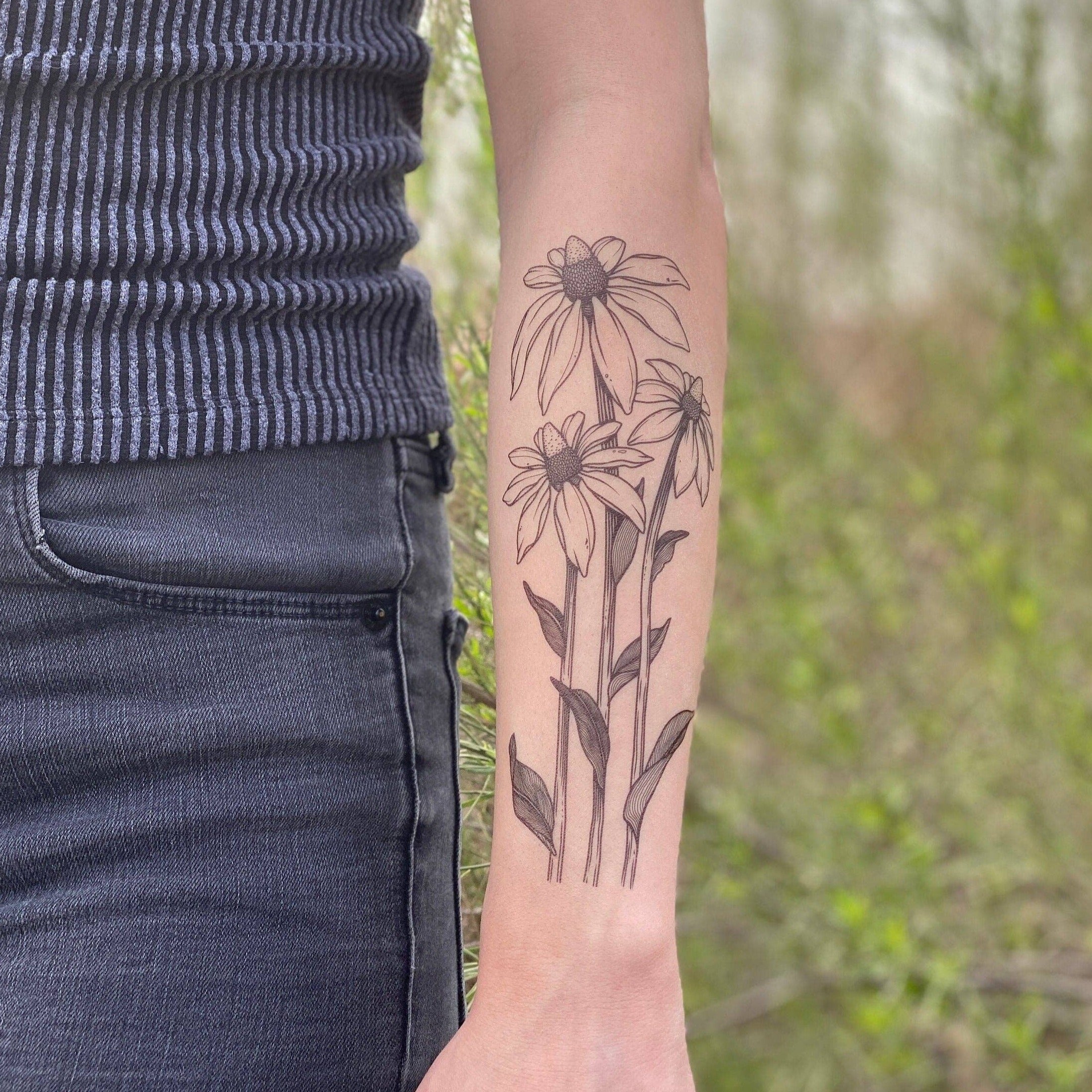 Coneflower Temporary Tattoo