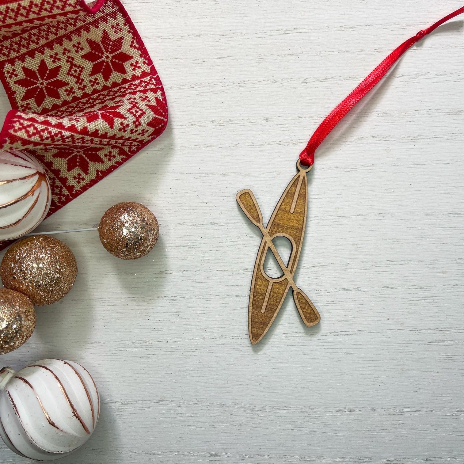 Kayak Wood Ornament