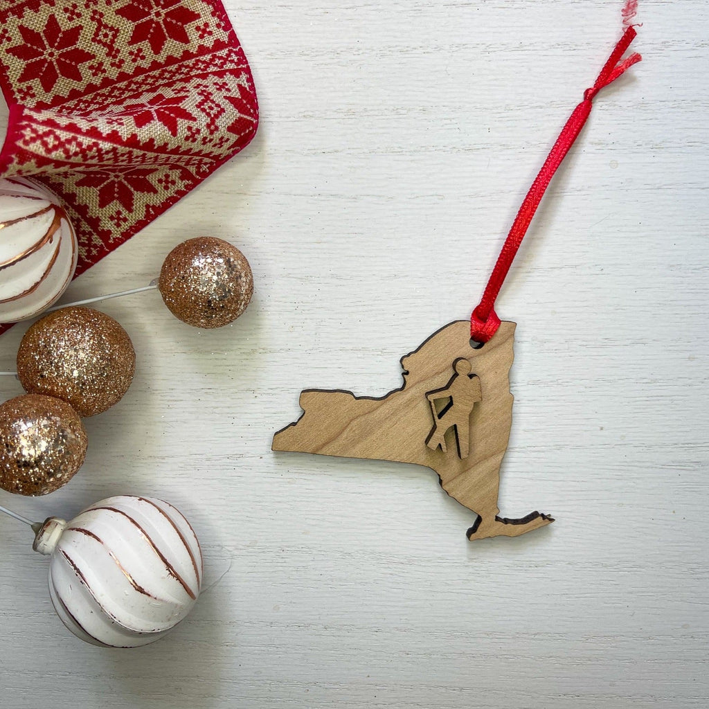 New York Hiker Wood Ornament