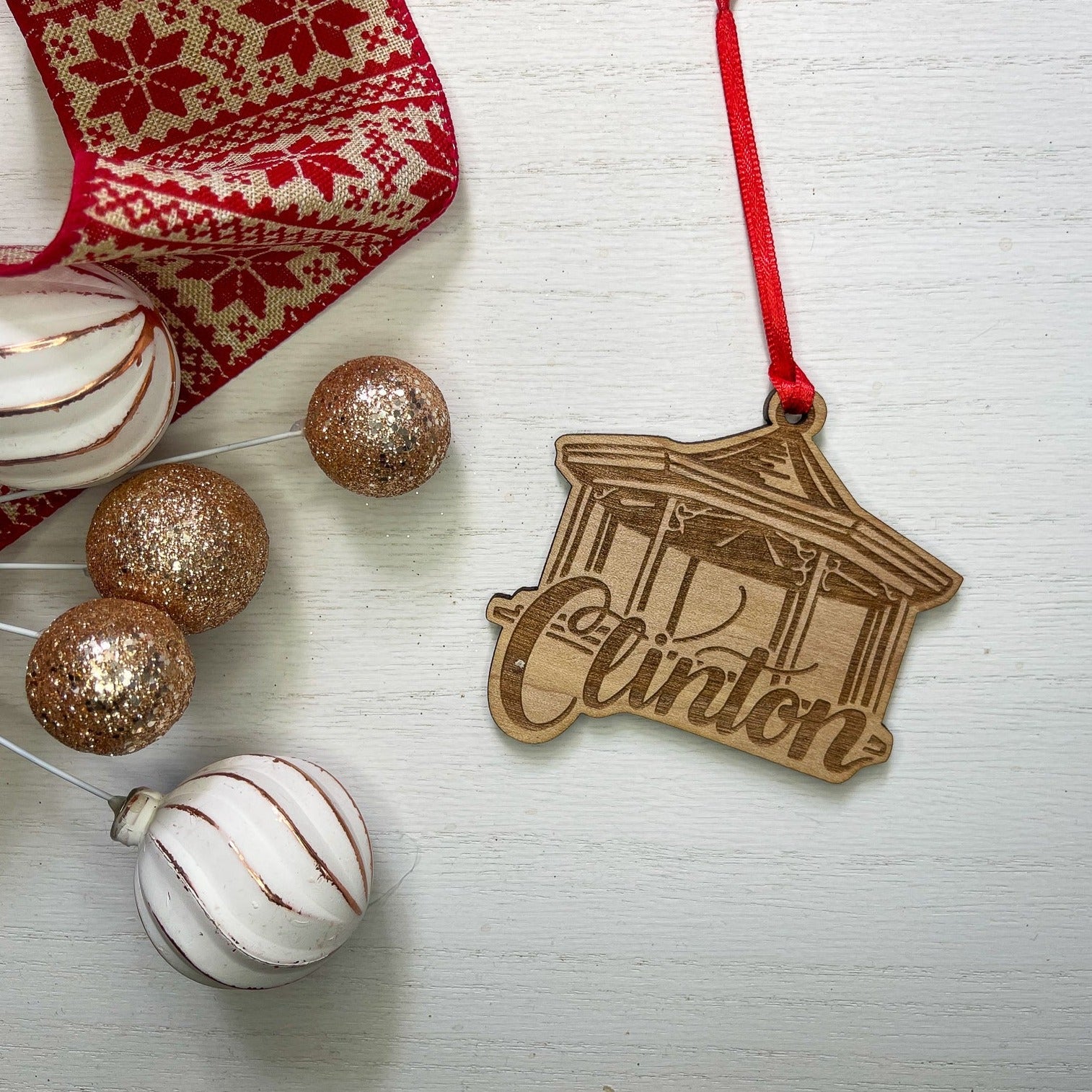 Clinton New York Gazebo Wood Ornament