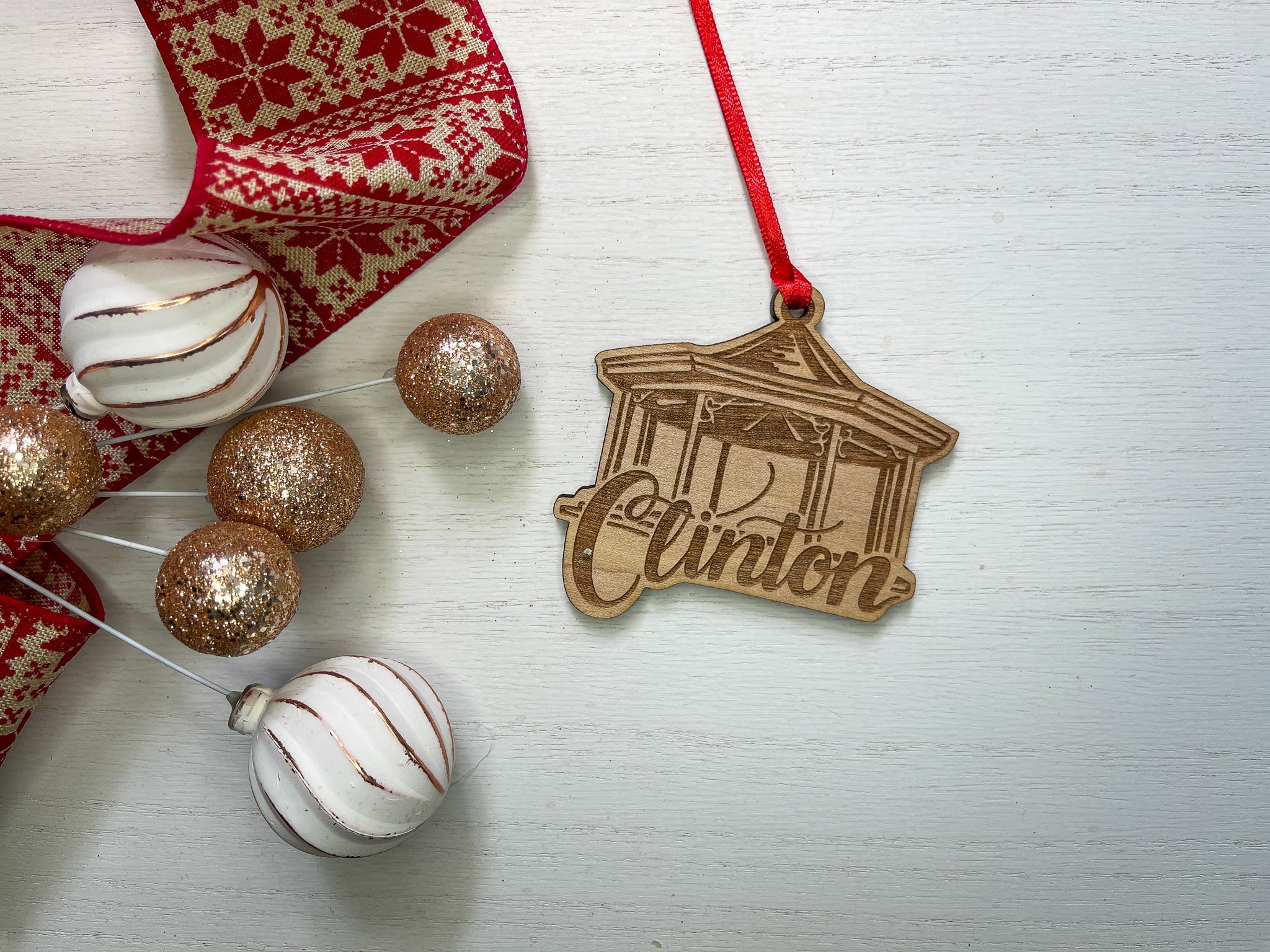 Clinton New York Gazebo Wood Ornament