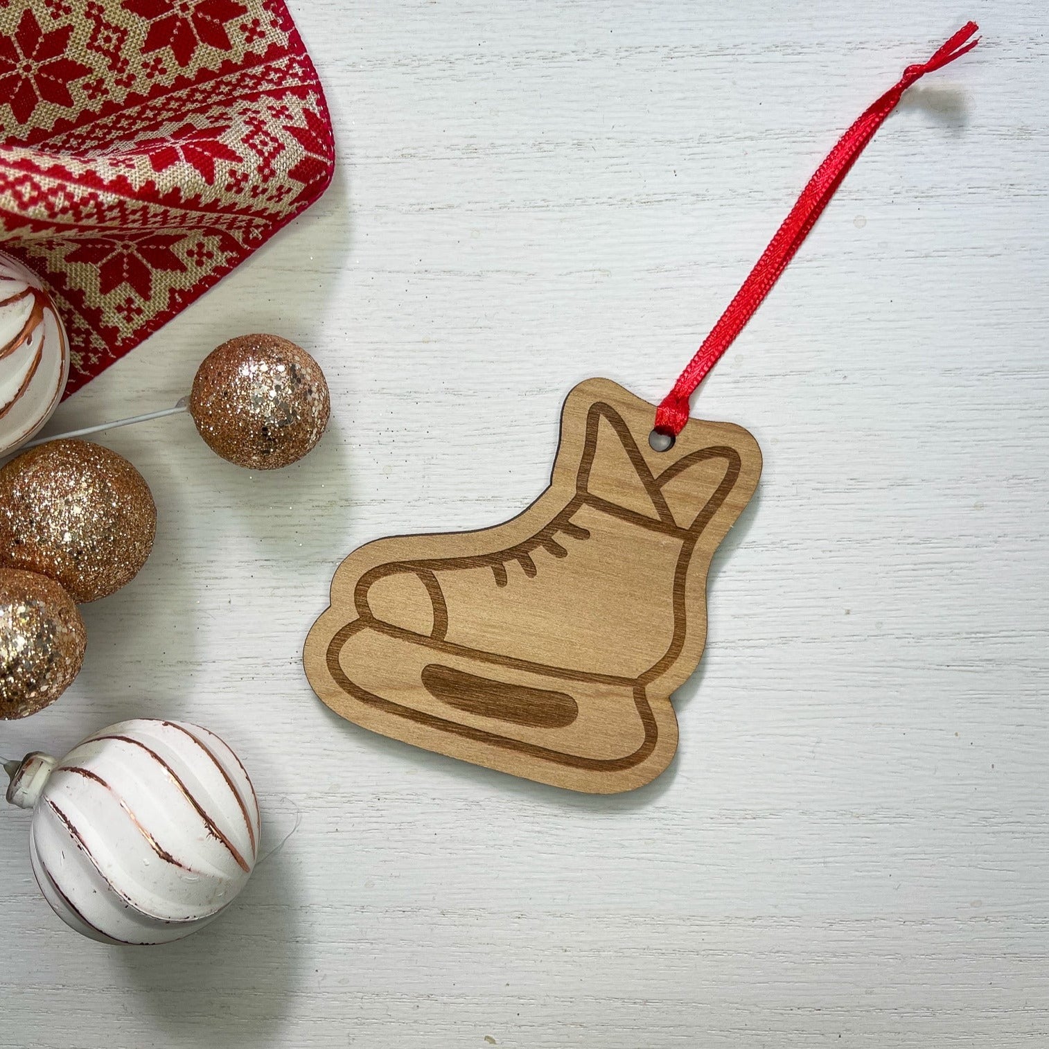 Hockey Skate Wood Ornament
