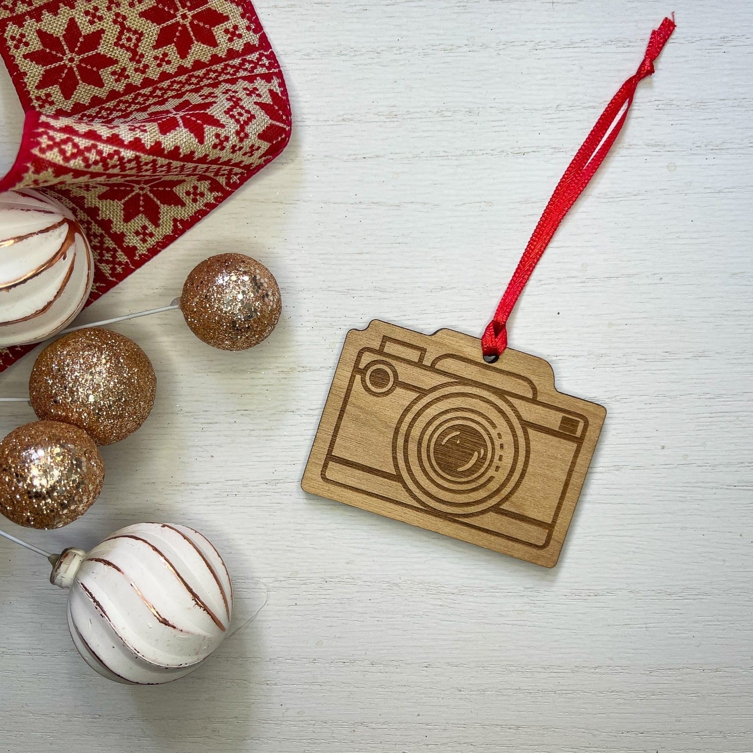 Camera Wood Ornament