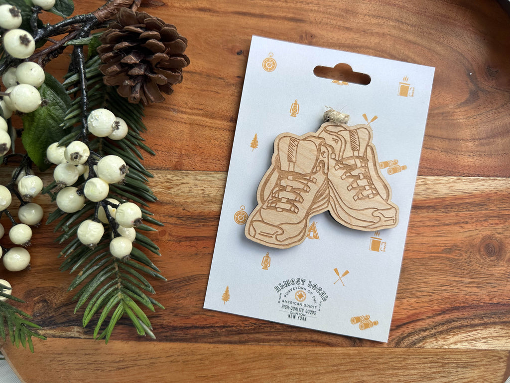 Hiking Boots Wood Ornament