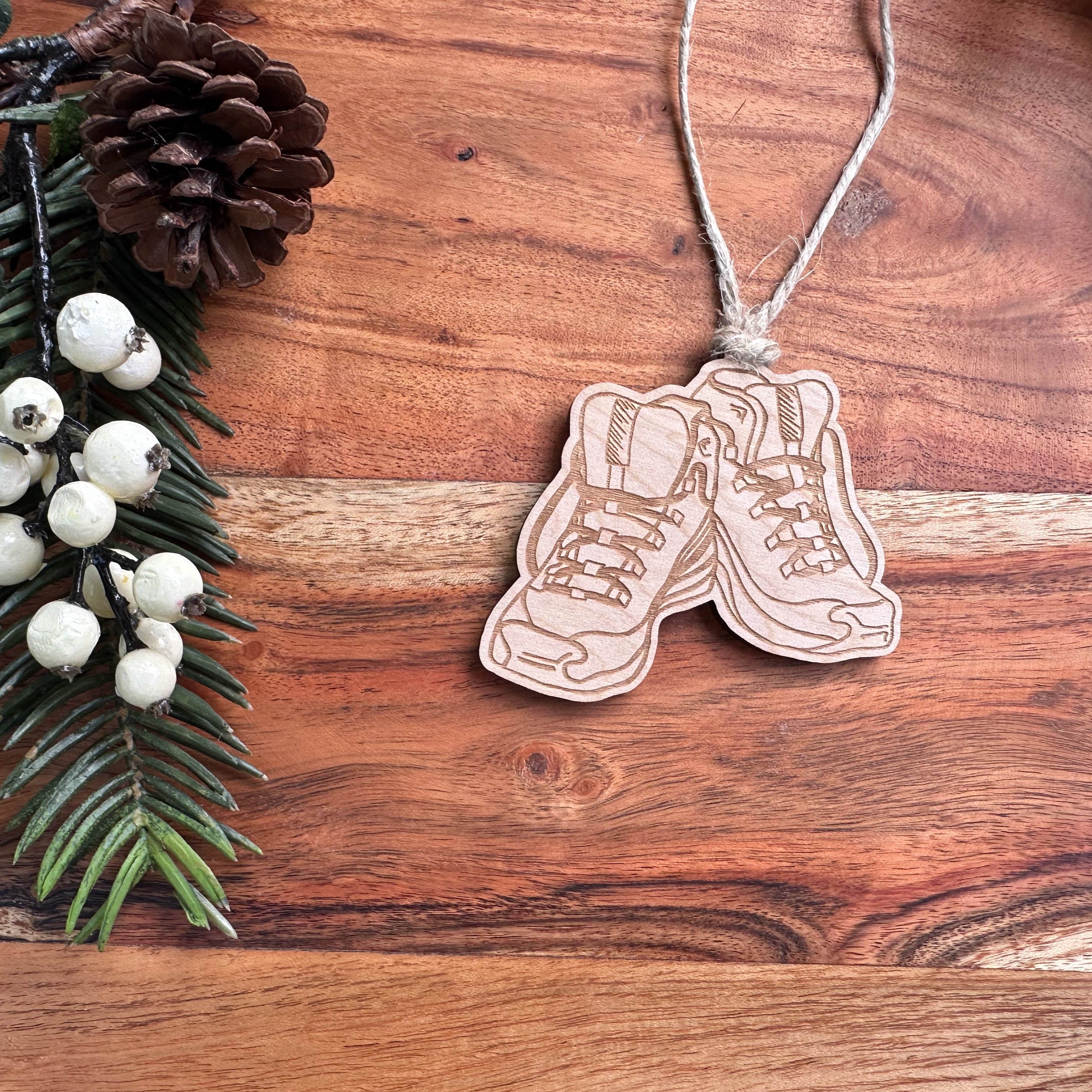Hiking Boots Wood Ornament