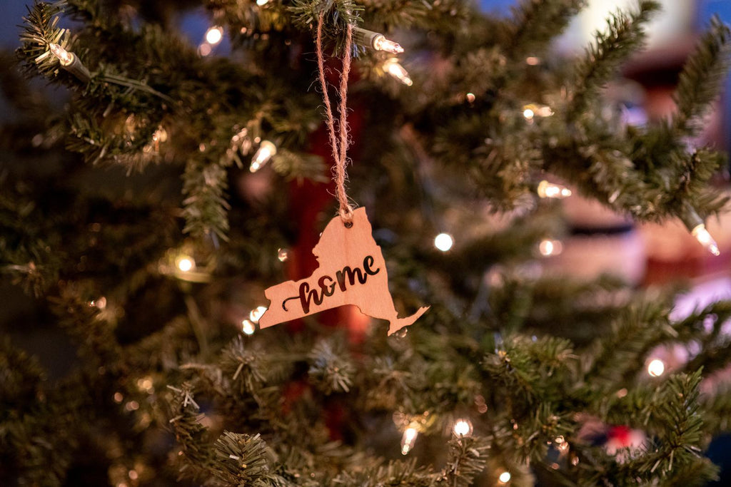 New York State Home Cutout Wood Ornament