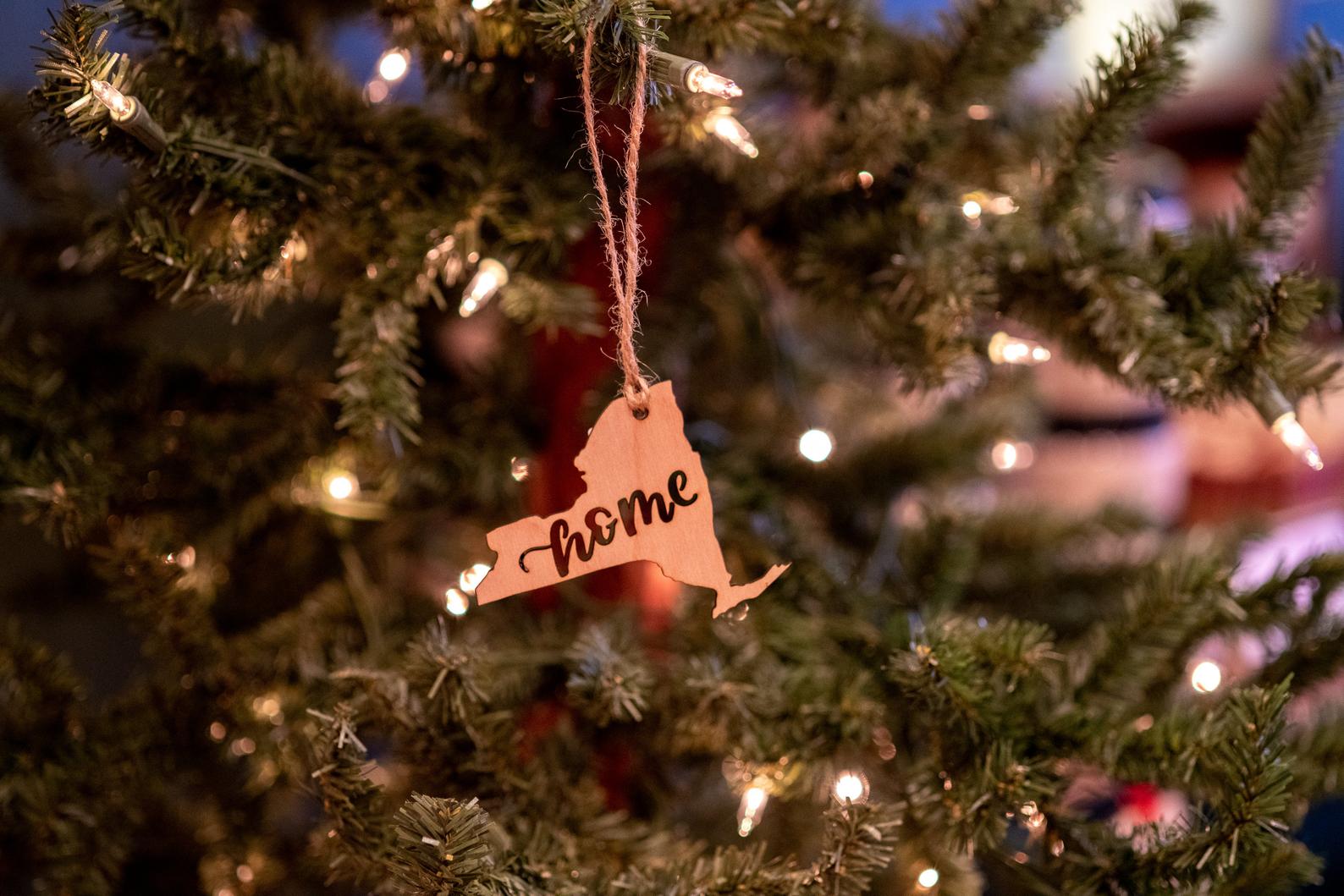 New York State Home Cutout Wood Ornament