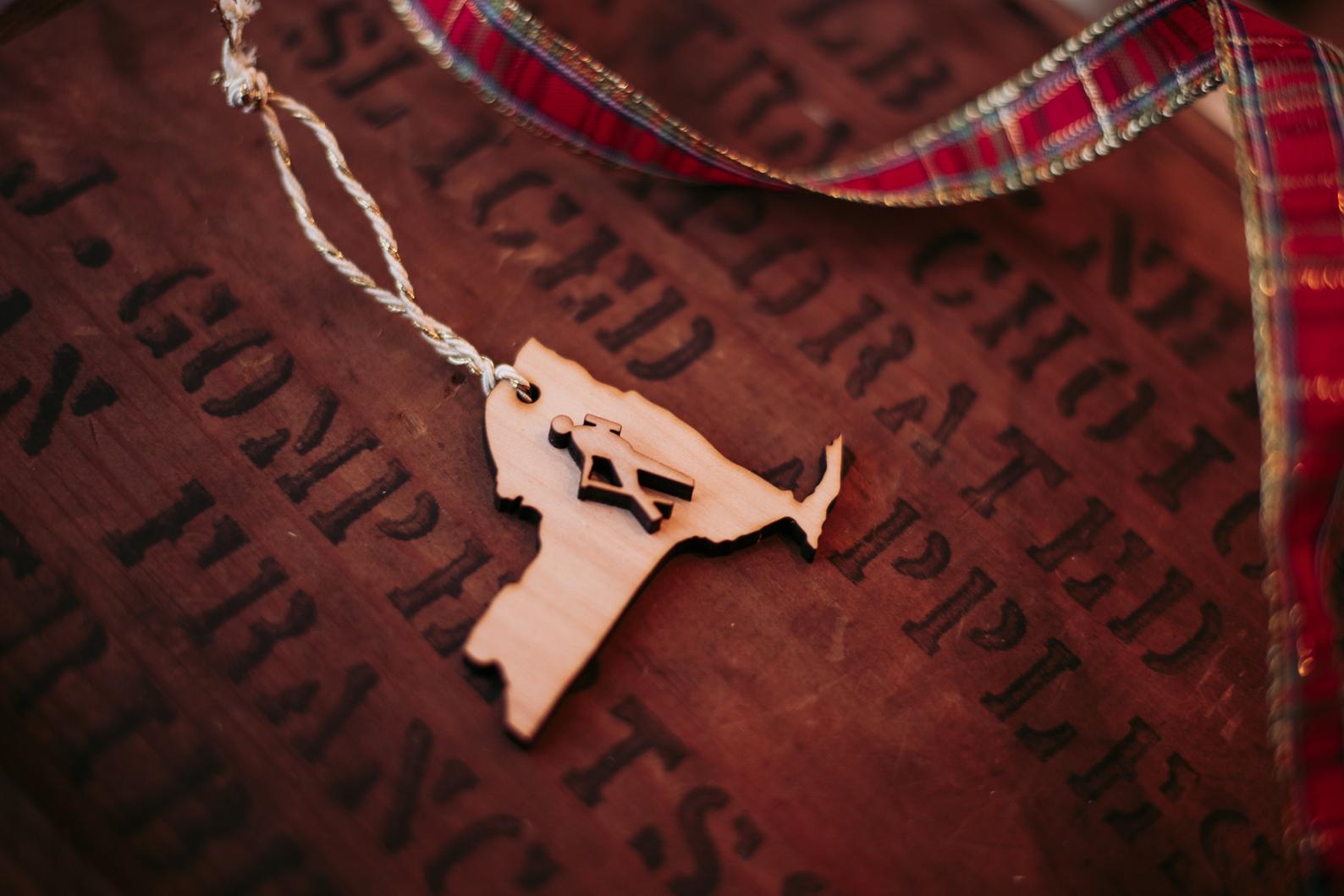 New York Hiker Wood Ornament