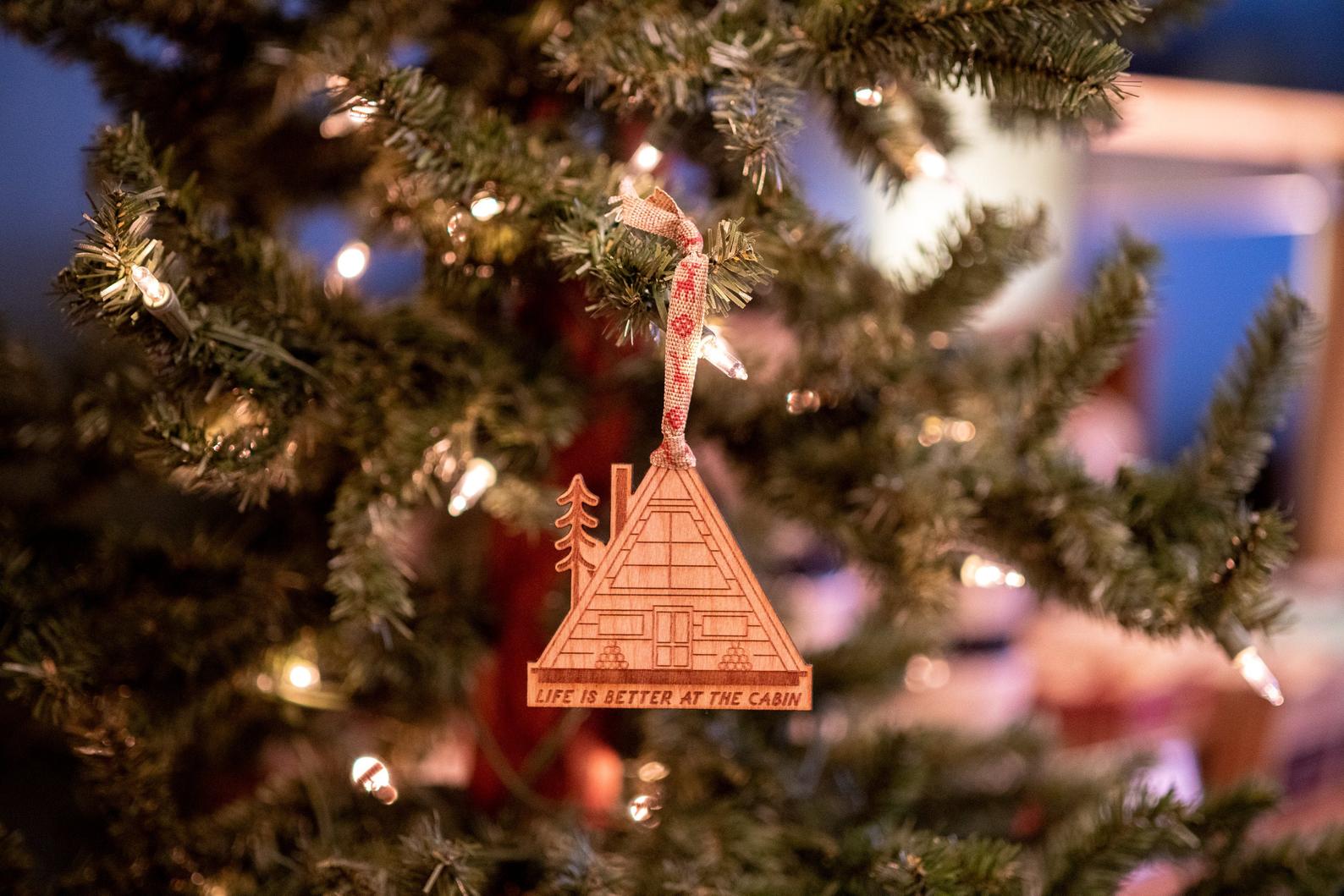 Cabin A-Frame Wood Ornament