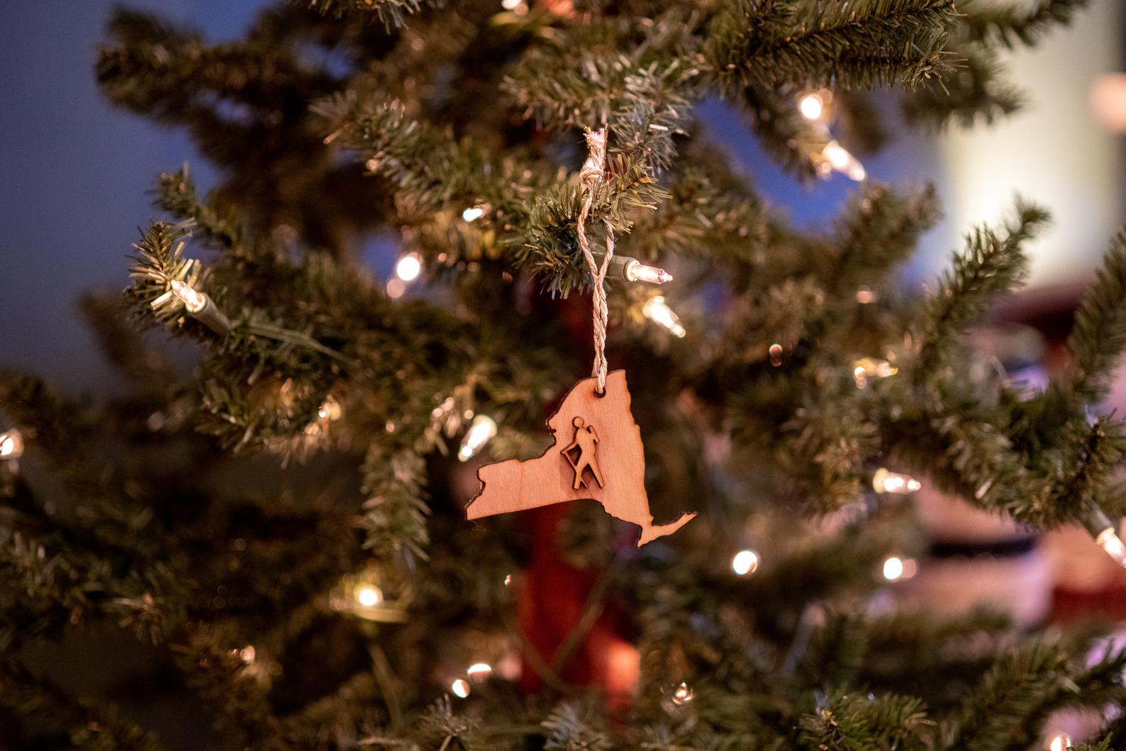 New York Hiker Wood Ornament