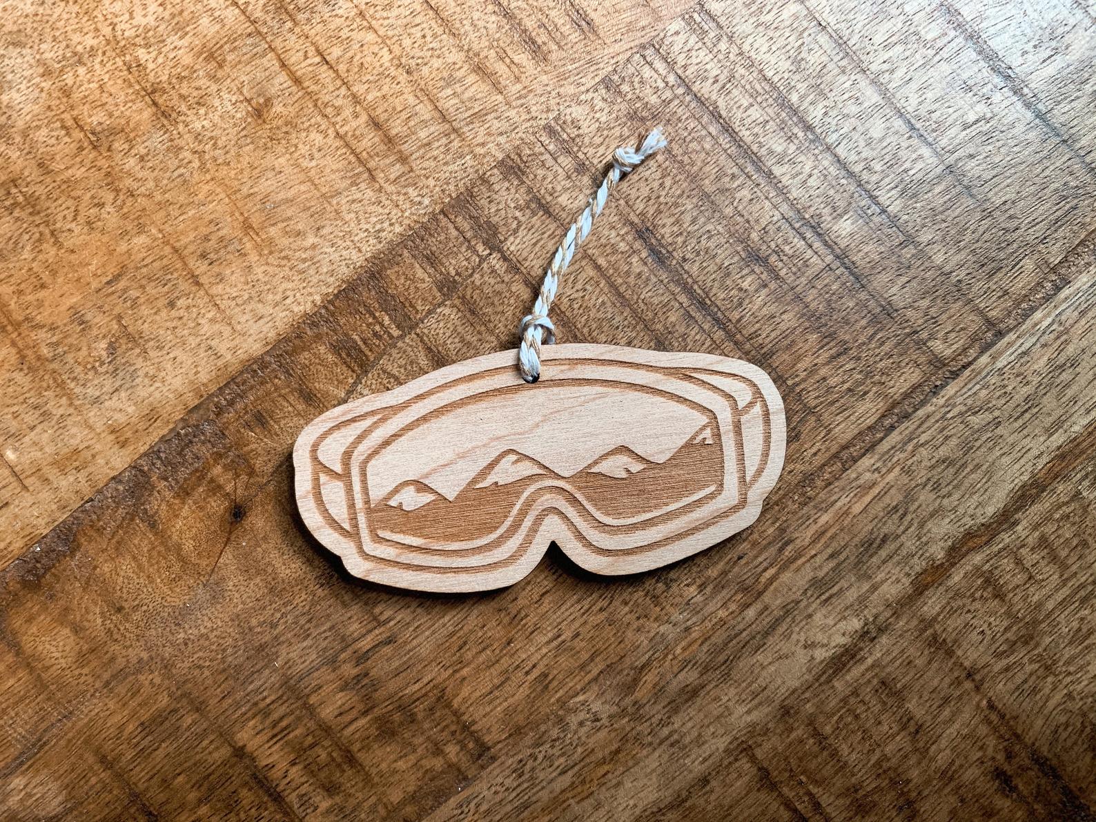 Ski & Snowboard Goggles Wood Ornament